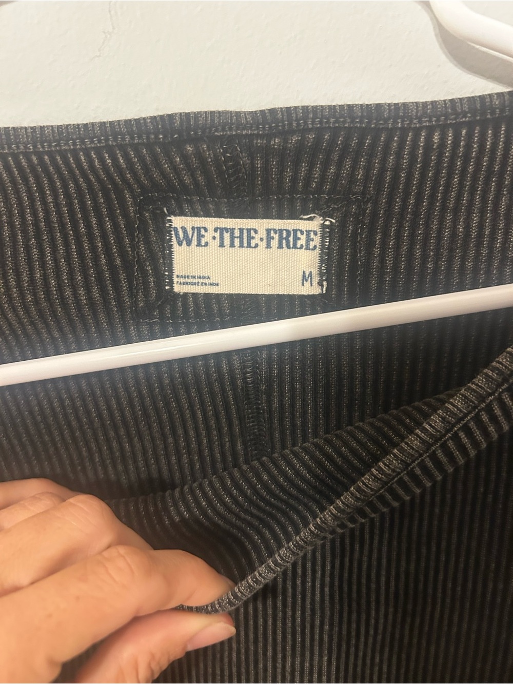 We The Free Black and Gray Pinstripe Long Sleeve Top